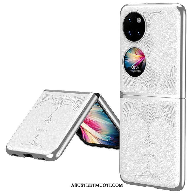 Case Huawei P50 Pocket Retro Kukkainen Keinonahka