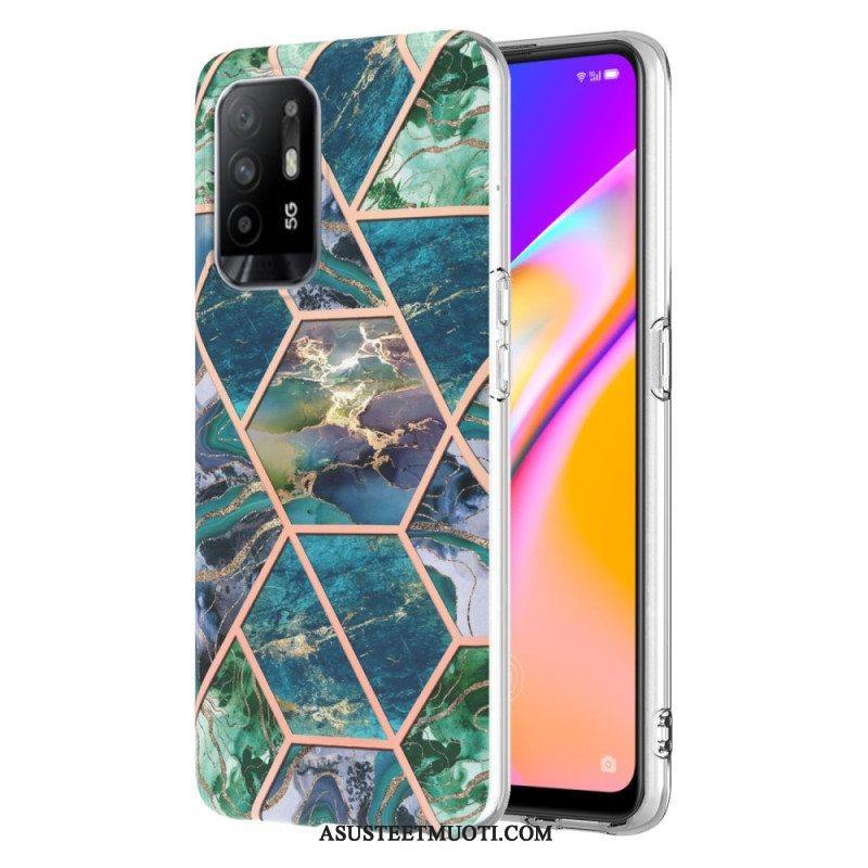 Case Oppo A94 5G Kiiltävä Geometrinen Marmori