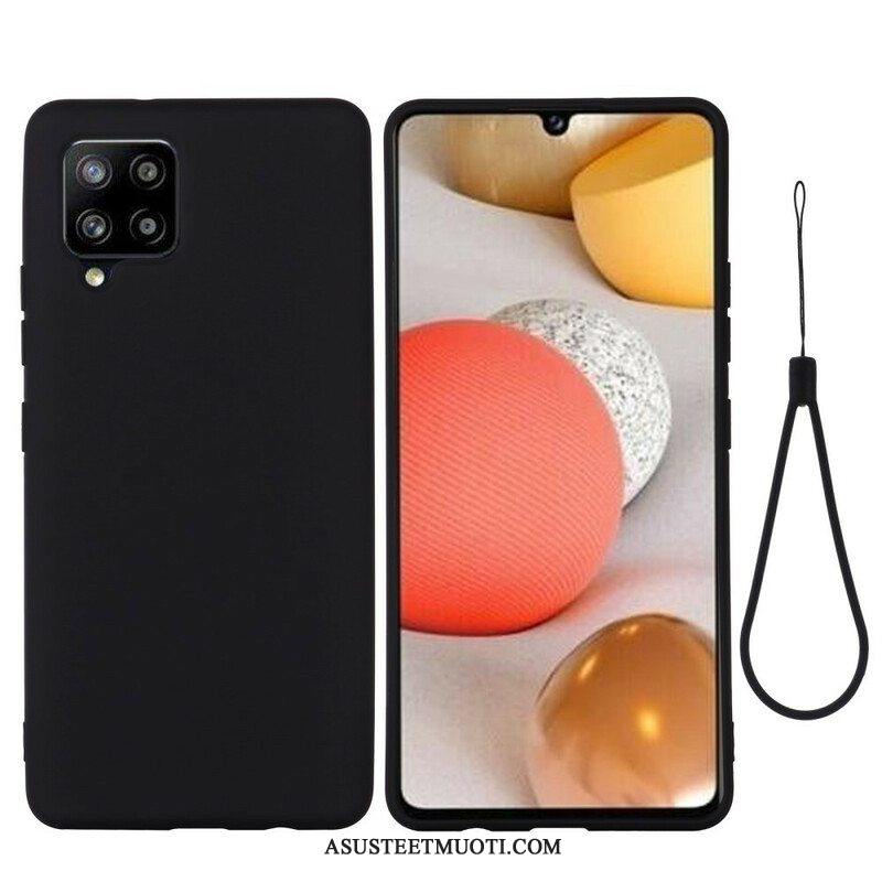 Case Samsung Galaxy A42 5G Nestemäinen Silikoni Kaulanauhalla