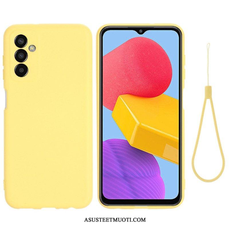 Case Samsung Galaxy M13 Nestemäinen Silikoni Kaulanauhalla