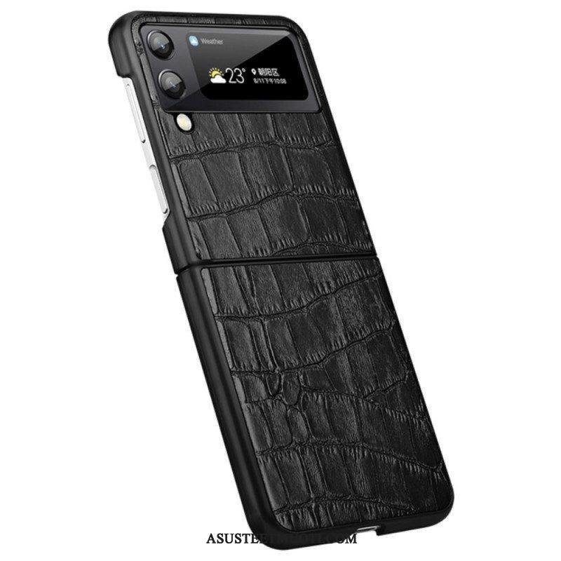 Case Samsung Galaxy Z Flip 3 5G Kotelot Flip Aito Crocodile Texture -nahka