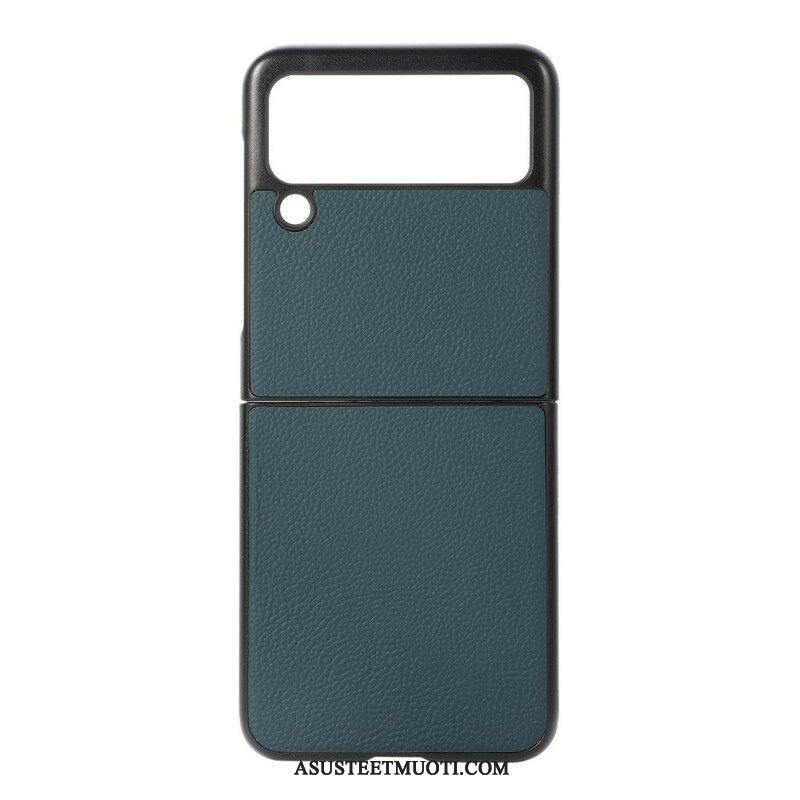 Case Samsung Galaxy Z Flip 3 5G Kotelot Flip Aitoa Litsi-nahkaa