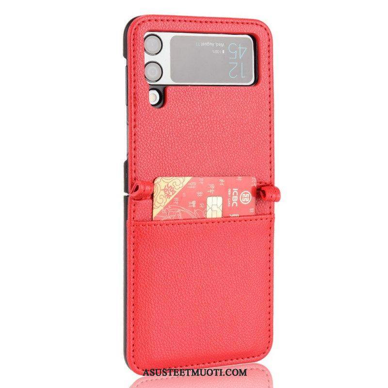 Case Samsung Galaxy Z Flip 3 5G Kotelot Flip Tyylikäs Litsi-nahkainen Korttikotelo