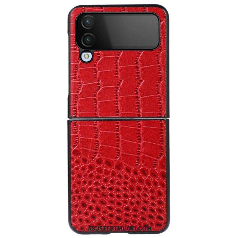 Case Samsung Galaxy Z Flip 4 Kotelot Flip Aito Crocodile Effect -nahka