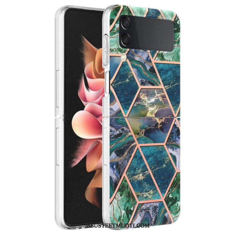 Case Samsung Galaxy Z Flip 4 Kotelot Flip Geometrinen Marmori