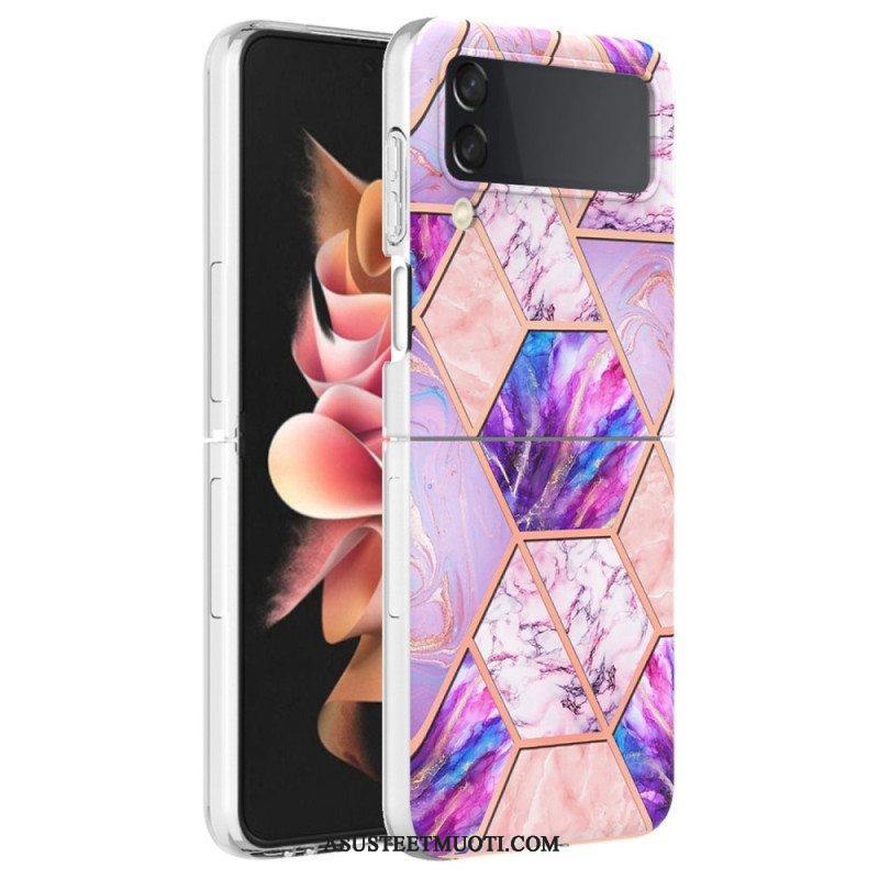 Case Samsung Galaxy Z Flip 4 Kotelot Flip Geometrinen Marmori