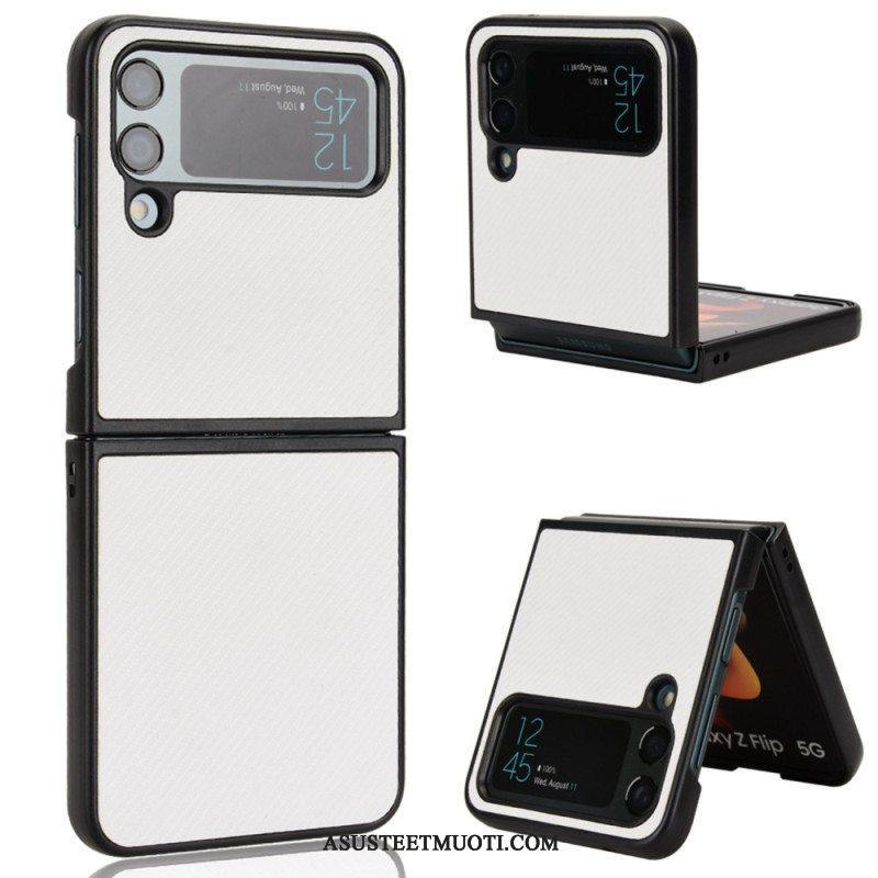 Case Samsung Galaxy Z Flip 4 Kotelot Flip Nahkavaikutteinen Hiilikuiturakenne