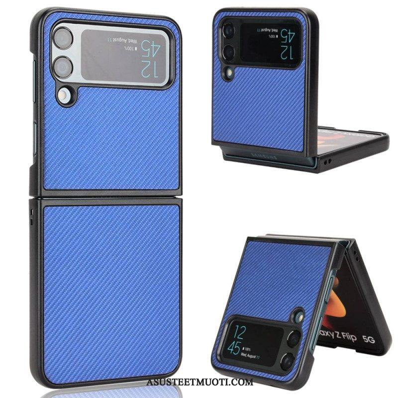 Case Samsung Galaxy Z Flip 4 Kotelot Flip Nahkavaikutteinen Hiilikuiturakenne