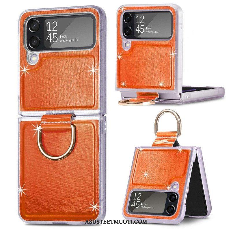 Case Samsung Galaxy Z Flip 4 Kotelot Flip Sähköiset Värit Ja Rengas