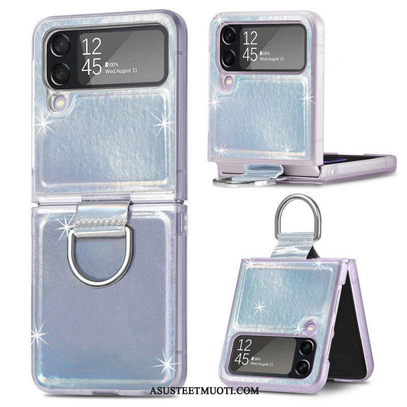 Case Samsung Galaxy Z Flip 4 Kotelot Flip Sähköiset Värit Ja Rengas