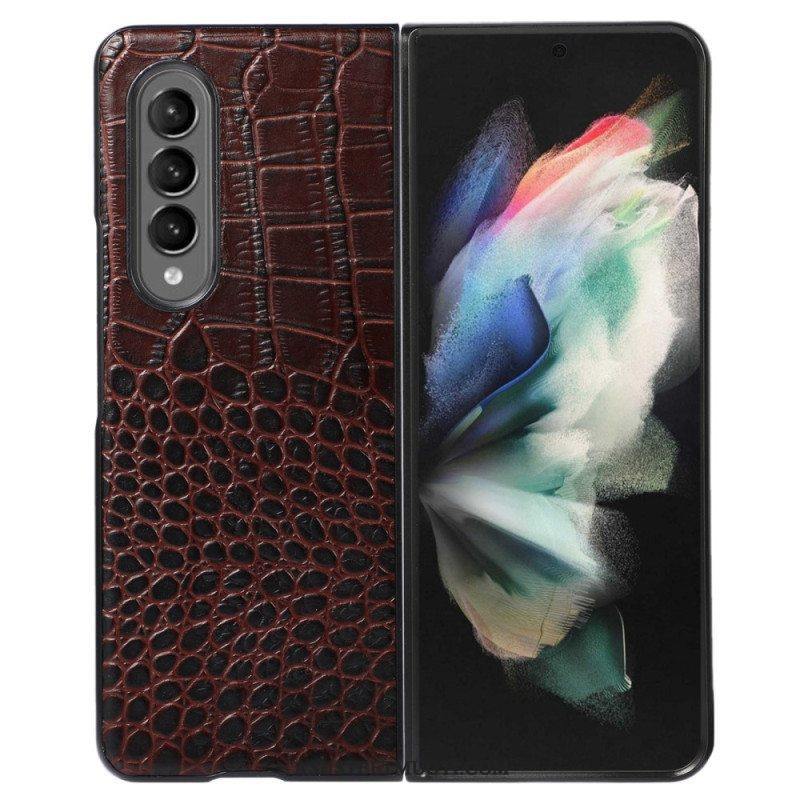 Case Samsung Galaxy Z Fold 4 Trendikäs Crocodile Effect Aitoa Nahkaa