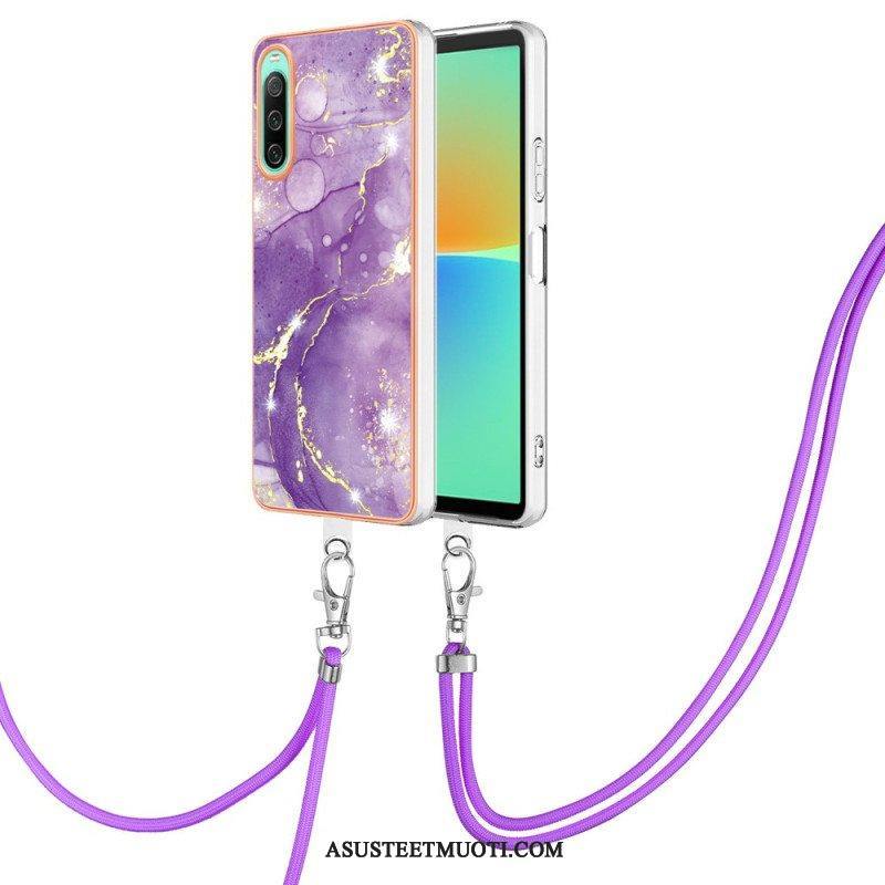 Case Sony Xperia 10 IV Kiristysnyörillä Marmorijohdolla