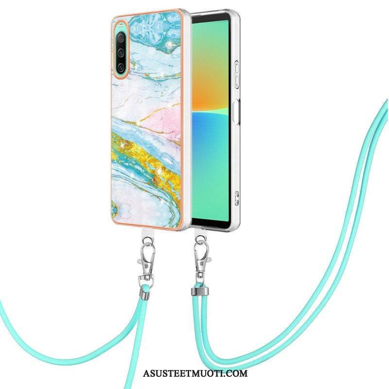 Case Sony Xperia 10 IV Kiristysnyörillä Marmorijohdolla