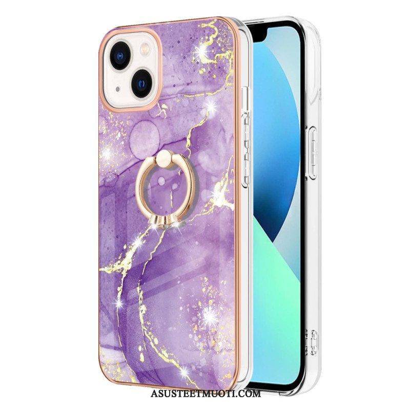 Case iPhone 15 Plus Marmori-tyyli Tukirenkaalla