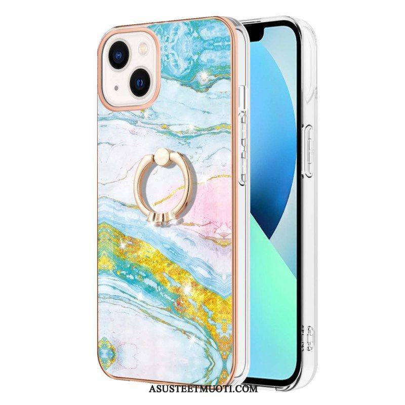 Case iPhone 15 Plus Marmori-tyyli Tukirenkaalla