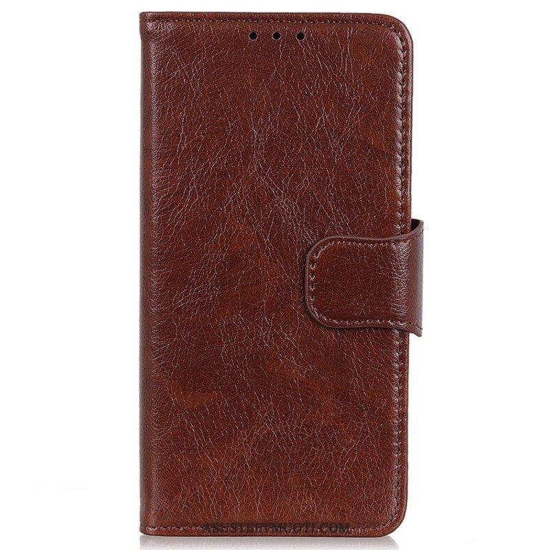 Flip Case Honor Magic 5 Lite Halkaistu Nappan Nahka