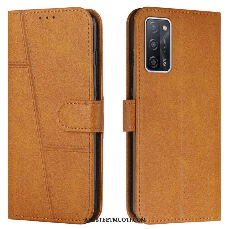 Flip Case Oppo A16 / A16s Suojaketju Kuori Strappy Geo Leather Effect