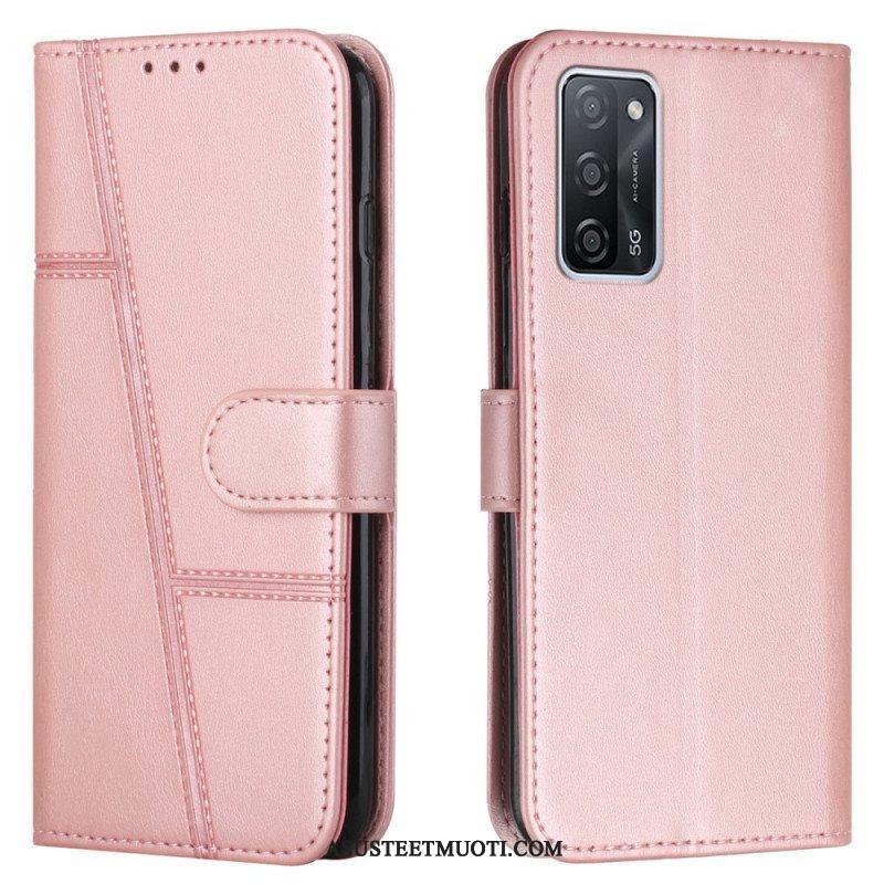 Flip Case Oppo A16 / A16s Suojaketju Kuori Strappy Geo Leather Effect