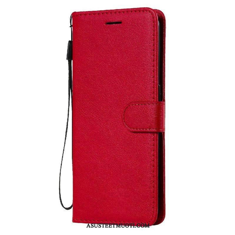 Flip Case Oppo Find X3 Lite Suojaketju Kuori Strappy Leather Effect