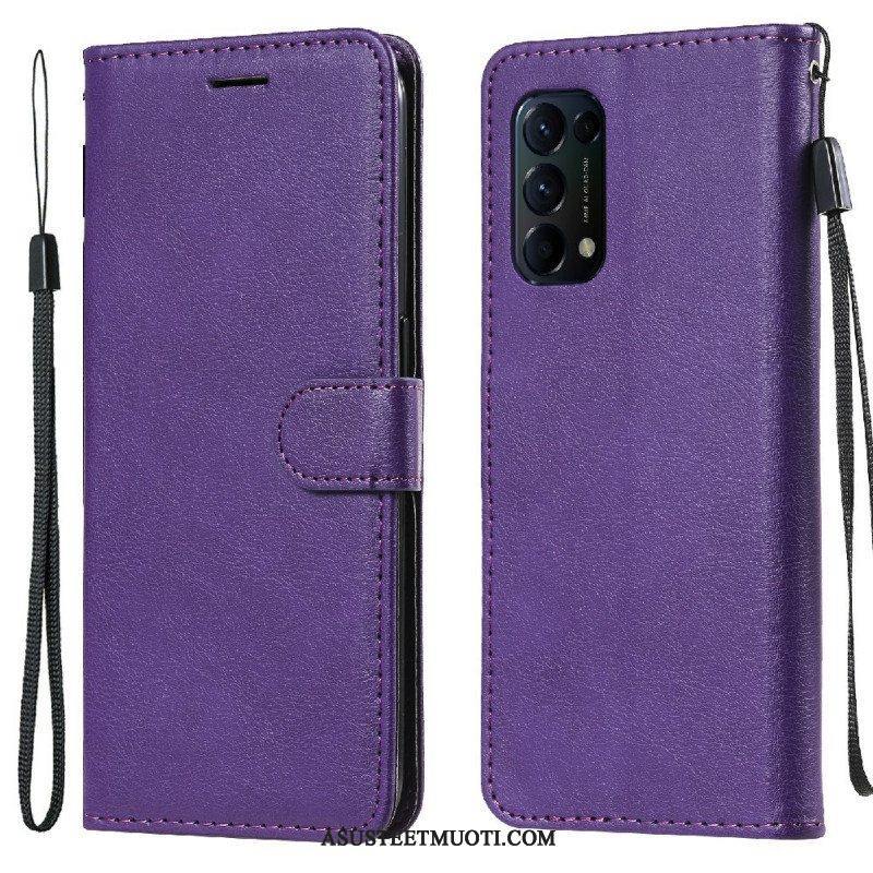 Flip Case Oppo Find X3 Lite Suojaketju Kuori Strappy Leather Effect