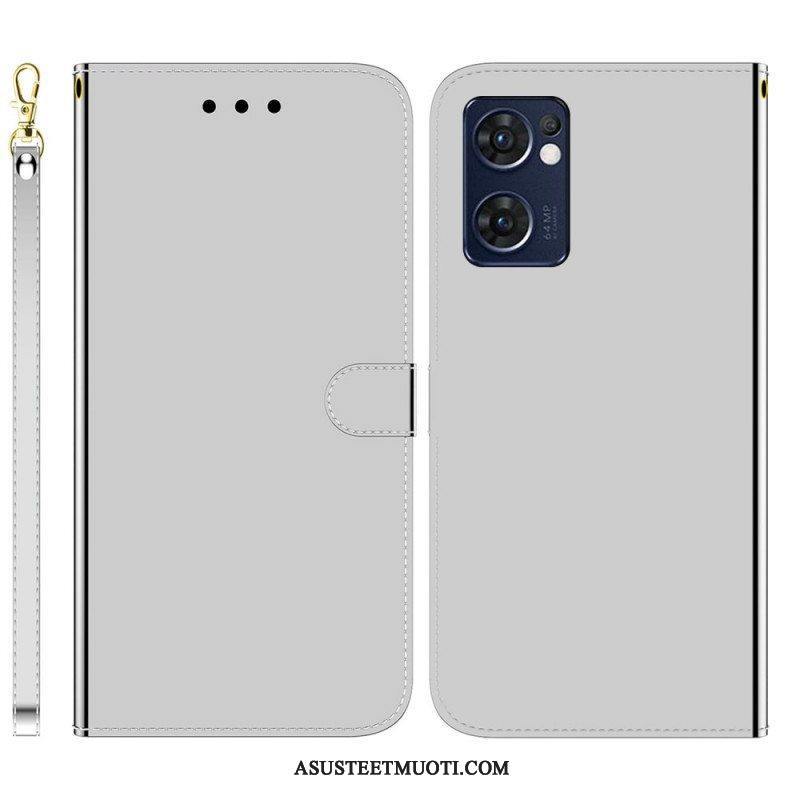 Flip Case Oppo Find X5 Lite Keinonahkainen Peilin Kansi