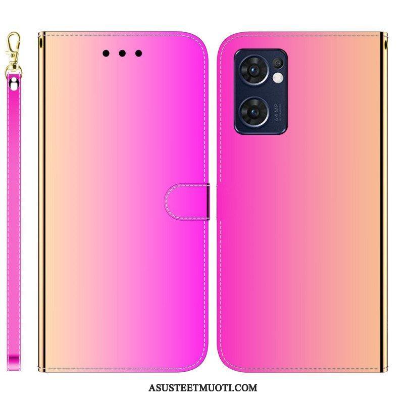 Flip Case Oppo Find X5 Lite Keinonahkainen Peilin Kansi