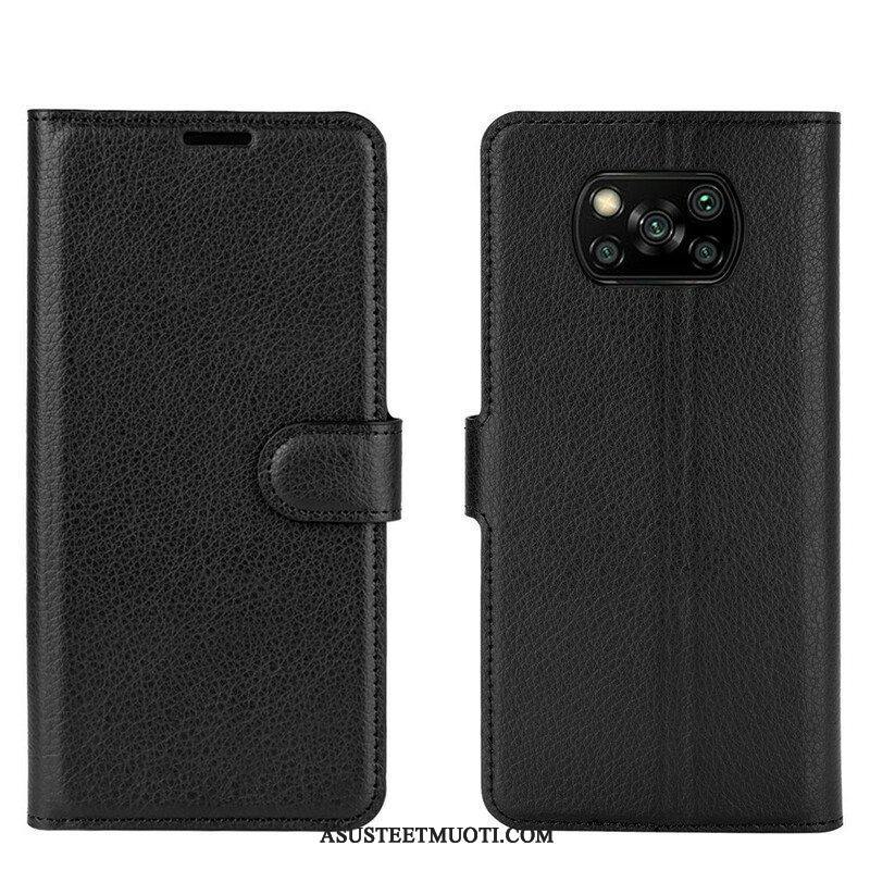 Flip Case Poco X3 / X3 Pro / X3 NFC Klassinen Keinonahka