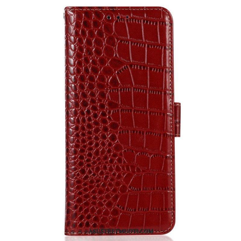 Flip Case Poco X4 GT Rfid Crocodile Style Aitoa Nahkaa