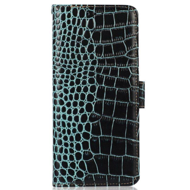 Flip Case Poco X4 GT Rfid Crocodile Style Aitoa Nahkaa