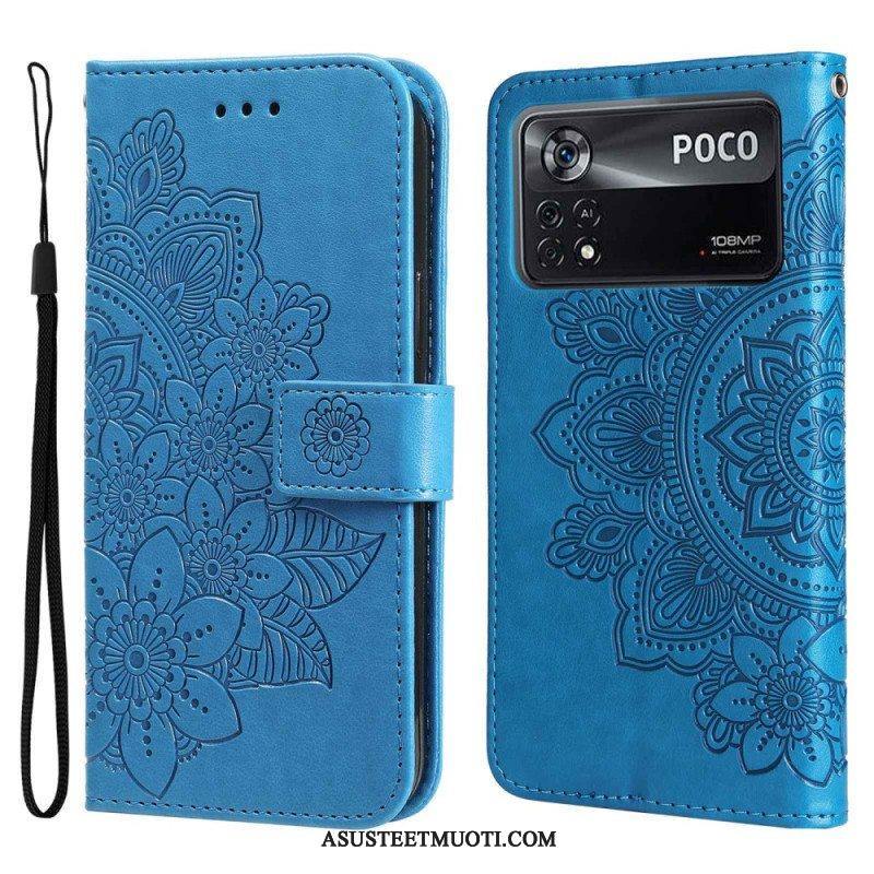 Flip Case Poco X4 Pro 5G Suojaketju Kuori Strappy Mandala