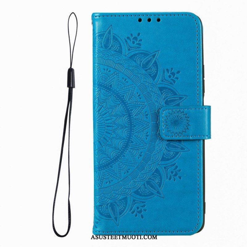 Flip Case Poco X5 Pro 5G Mandala-aurinko Kaulanauhalla