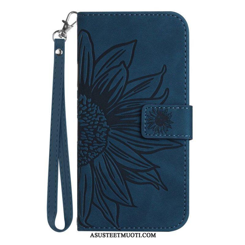 Flip Case Poco X5 Pro 5G Suojaketju Kuori Olkainen Auringonkukka