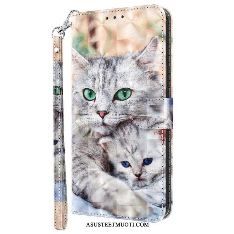 Flip Case Samsung Galaxy A14 / A14 5G Suojaketju Kuori Vain Stringikissat