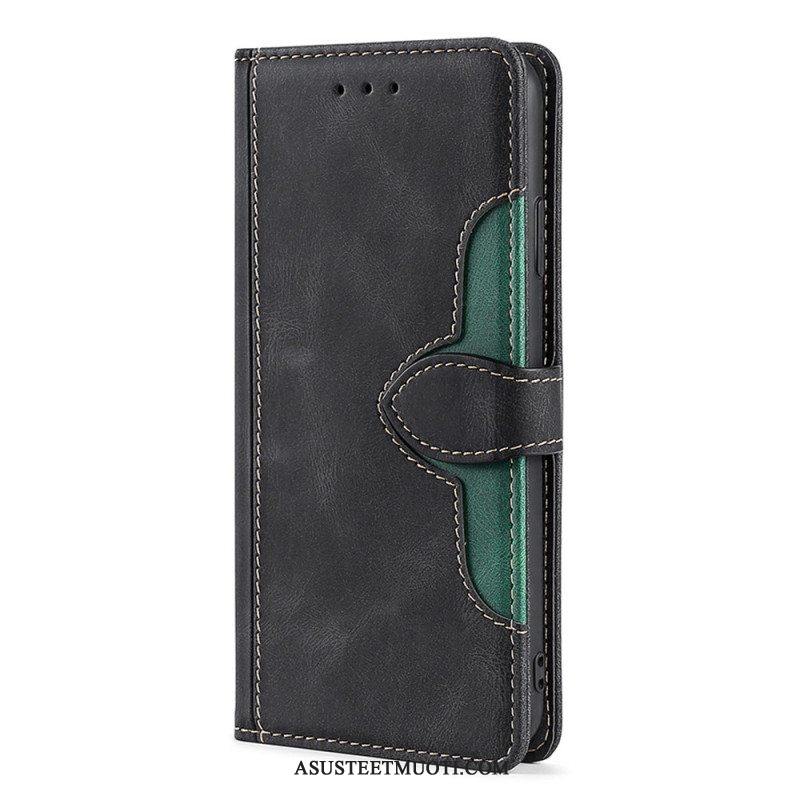 Flip Case Samsung Galaxy A53 5G Keinonahka Bicolor Tyylikäs