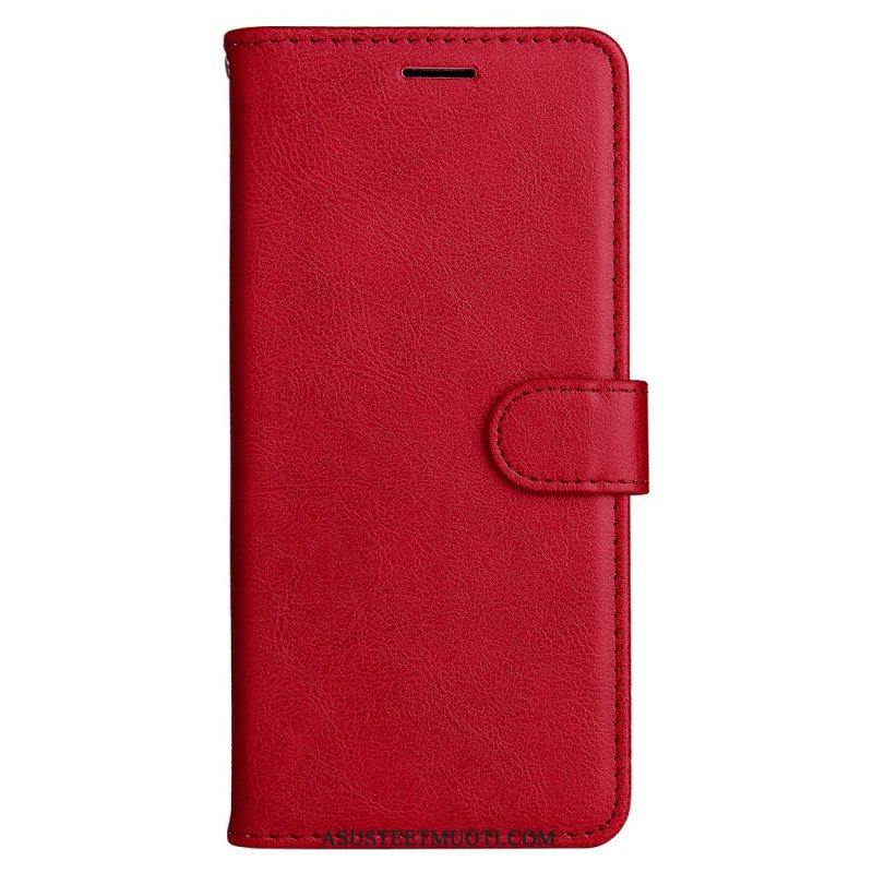 Flip Case Samsung Galaxy A53 5G Suojaketju Kuori Strappy Plain Leather Style