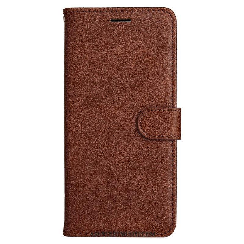 Flip Case Samsung Galaxy A53 5G Suojaketju Kuori Strappy Plain Leather Style