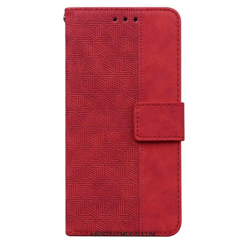 Flip Case Samsung Galaxy A54 5G Huomaamattomat Kuviot Ja Hihna