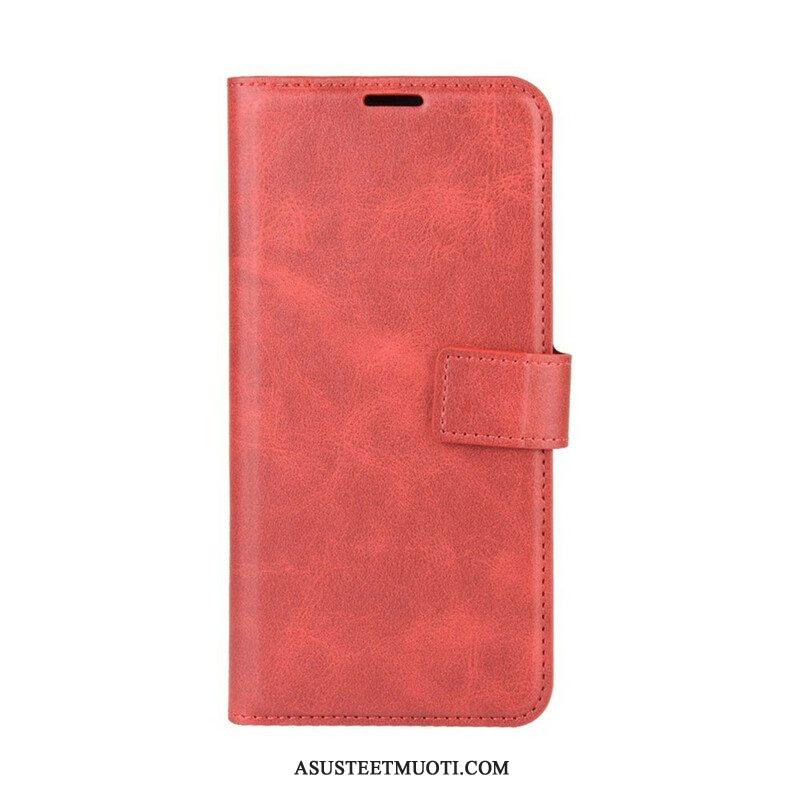 Flip Case Samsung Galaxy M12 / A12 Lasitettu Nahkaefekti