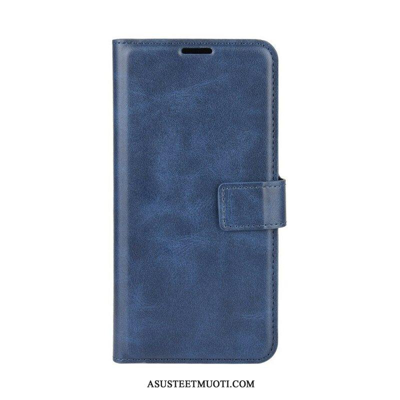 Flip Case Samsung Galaxy M12 / A12 Lasitettu Nahkaefekti