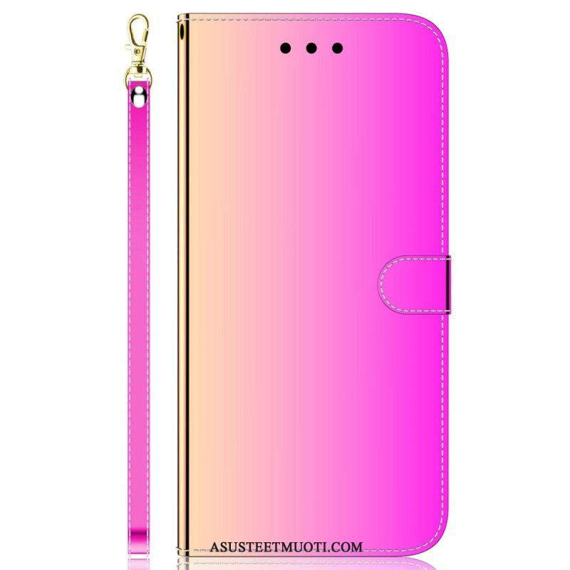 Flip Case Samsung Galaxy M13 Peili Ja Kaulanauha