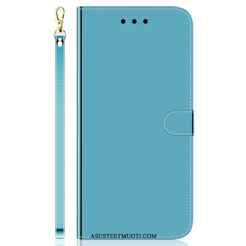 Flip Case Samsung Galaxy M13 Peili Ja Kaulanauha