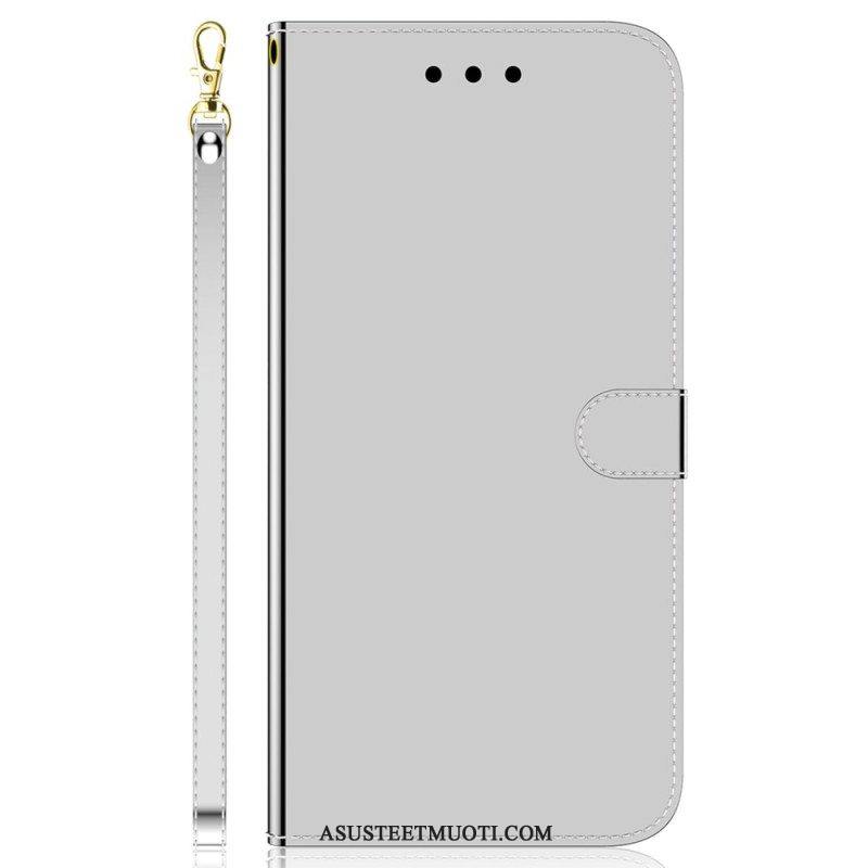 Flip Case Samsung Galaxy M13 Peili Ja Kaulanauha