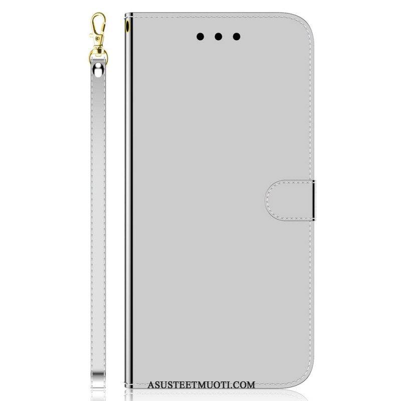 Flip Case Samsung Galaxy M53 5G Peili Ja Kaulanauha