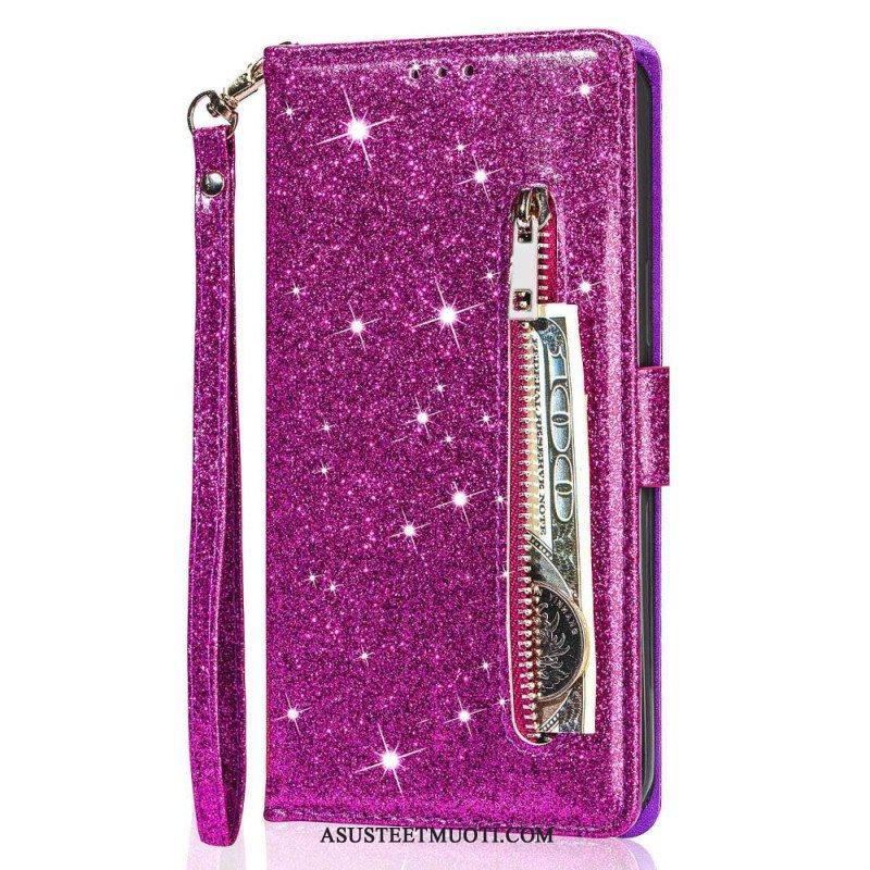 Flip Case Samsung Galaxy S23 5G Glitter Kolikkopussi