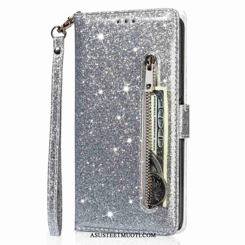 Flip Case Samsung Galaxy S23 5G Glitter Kolikkopussi