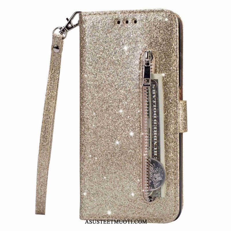 Flip Case Samsung Galaxy S23 5G Glitter Kolikkopussi