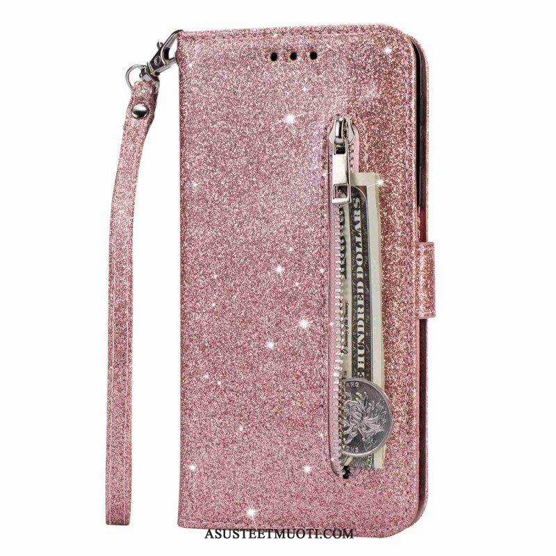 Flip Case Samsung Galaxy S23 5G Glitter Kolikkopussi