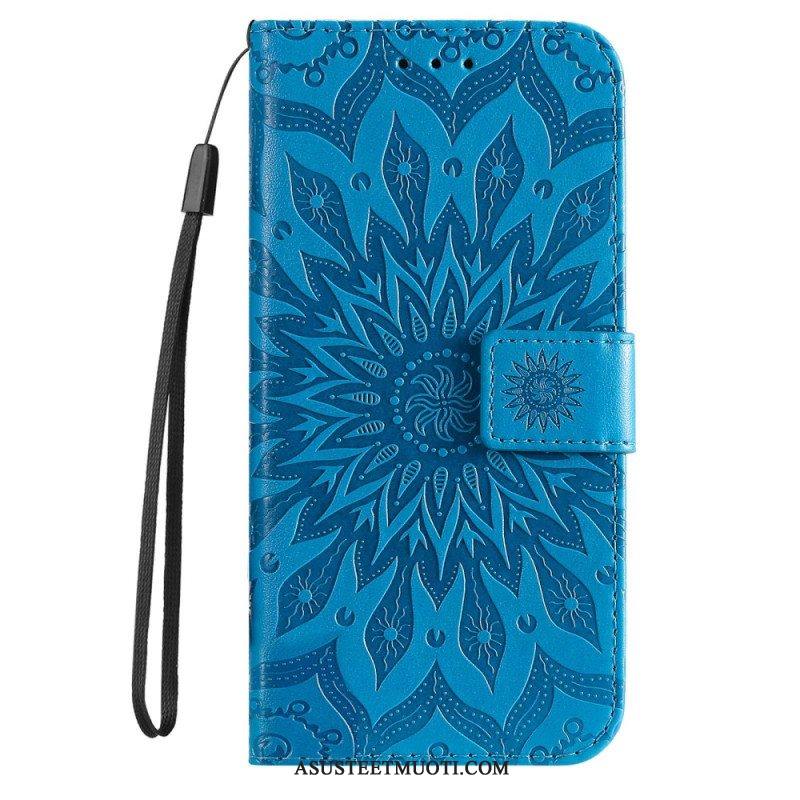 Flip Case Samsung Galaxy S23 5G Mandala-aurinko Kaulanauhalla