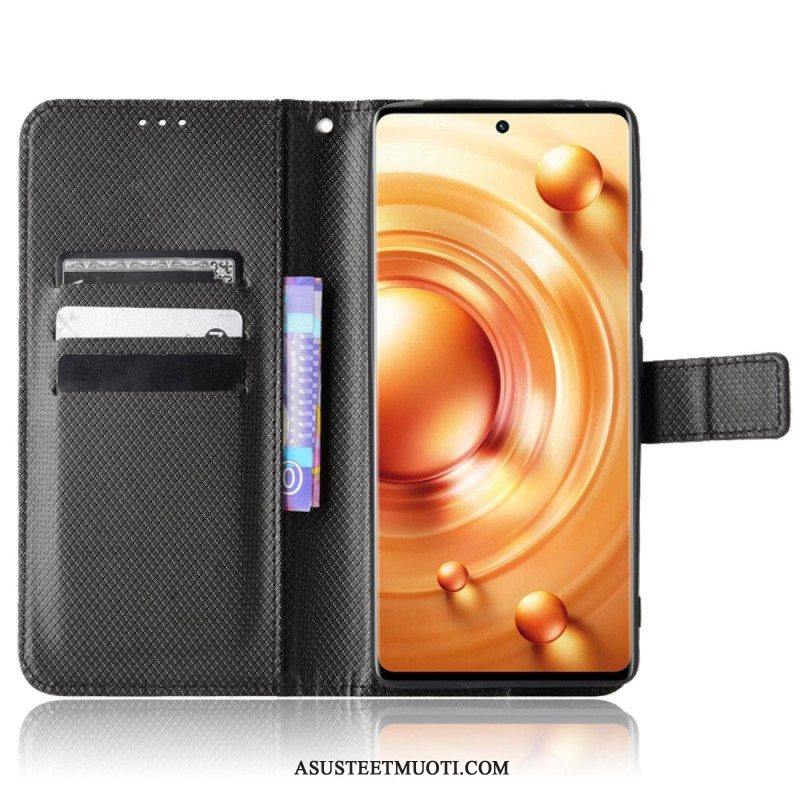 Flip Case Vivo X80 Pro Suojaketju Kuori Hiilikuituhihna