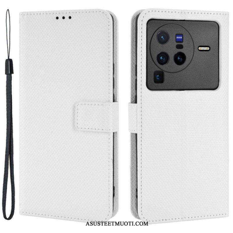 Flip Case Vivo X80 Pro Suojaketju Kuori Hiilikuituhihna